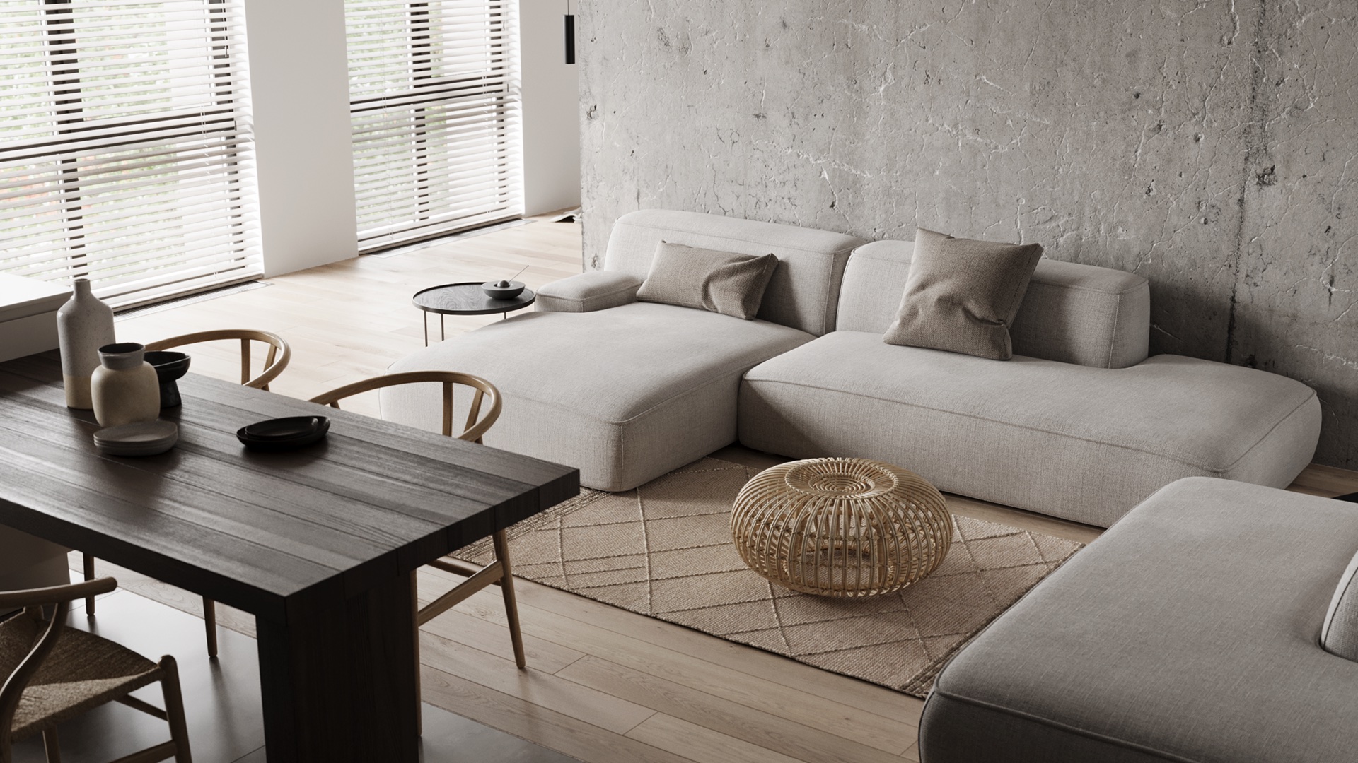Living and dining area overview